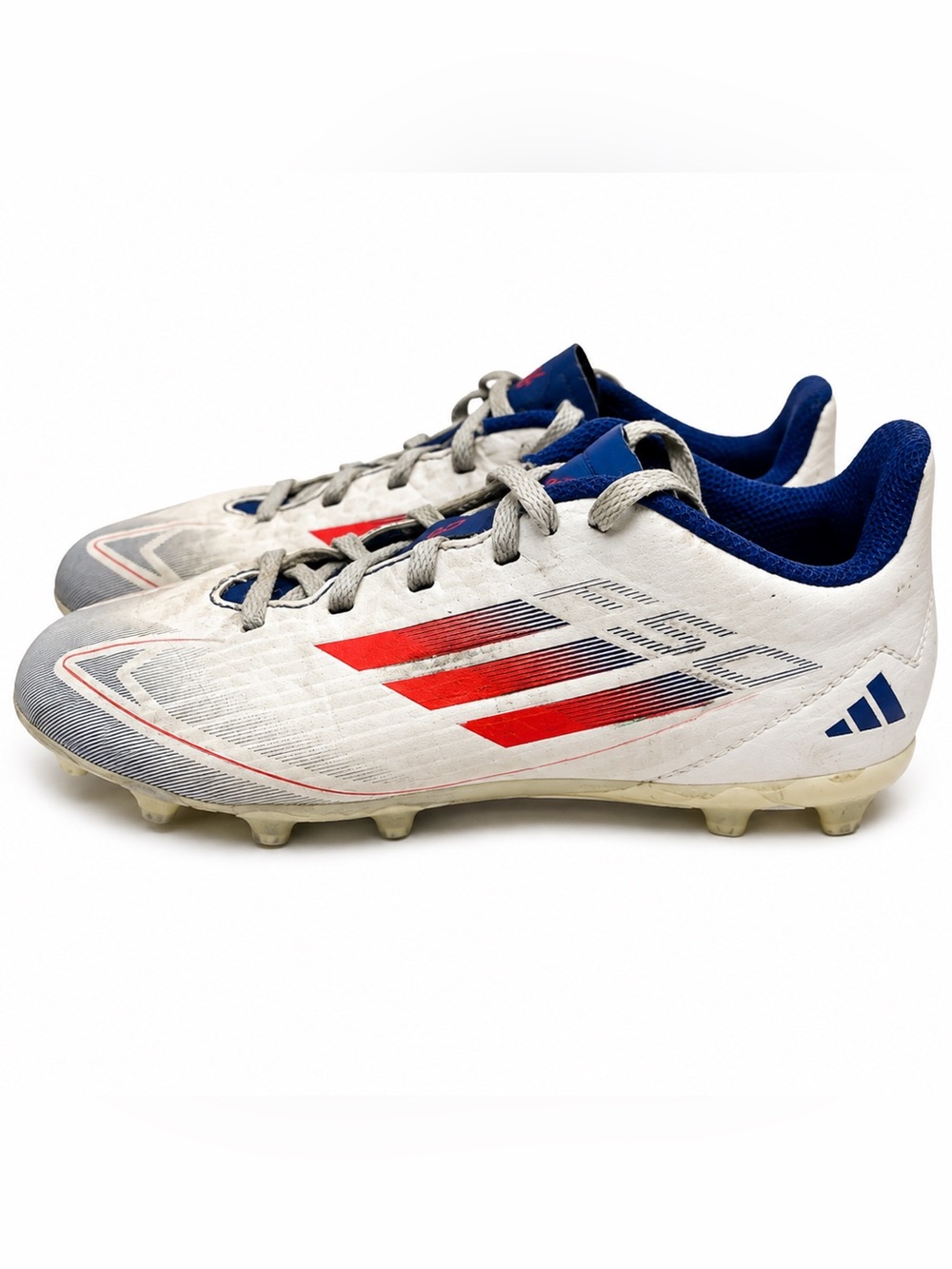 Adidas Kids Soccer Cleats White/Red/Blue Size 12